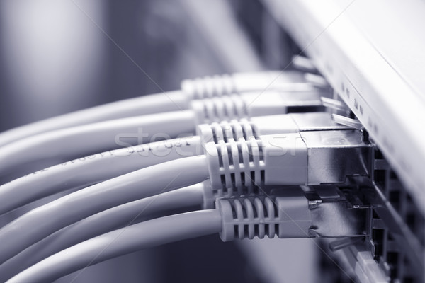 LAN кабелей переключатель сеть бизнеса свет Сток-фото © ctacik