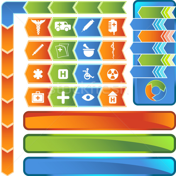 Medical Icon Set - Arrow Button Series Stock photo © cteconsulting