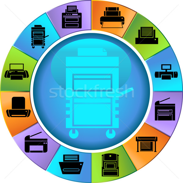 Drukarki ikona komputera papieru projektu Zdjęcia stock © cteconsulting