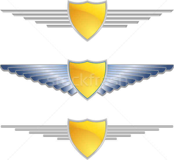 Stock photo: Gold Shield Wings