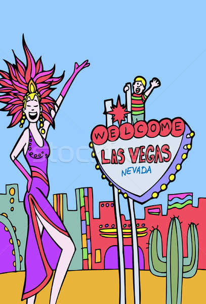 Bun venit vegas showgirl mic copil Las Vegas Imagine de stoc © cteconsulting