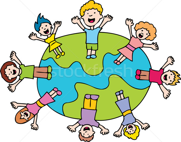 Children Waving Around The World Stock photo © cteconsulting