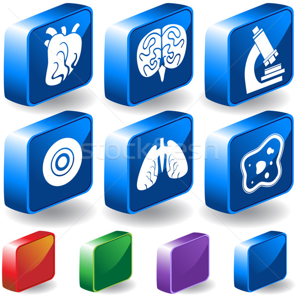 Biology 3D Button Set Stock photo © cteconsulting