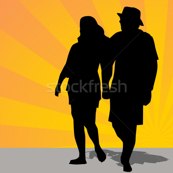 Foto stock: Hombre · mujer · caminando · aire · libre · imagen · manos