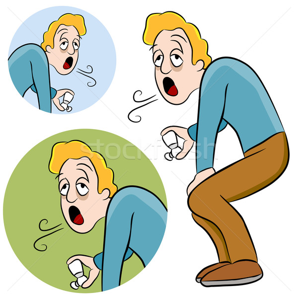 Astma man afbeelding gezondheid kunst Stockfoto © cteconsulting