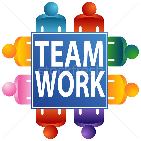 Teamarbeit Tabelle Bild Business grünen blau Stock foto © cteconsulting