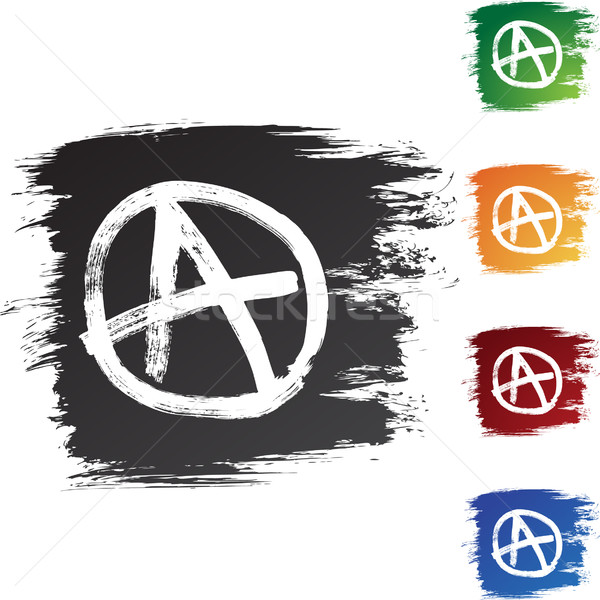 Anarchia szett ikonok festék felirat kék Stock fotó © cteconsulting