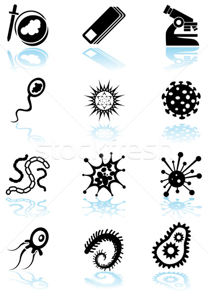 Microscópico iconos imagen ojo médicos vidrio Foto stock © cteconsulting
