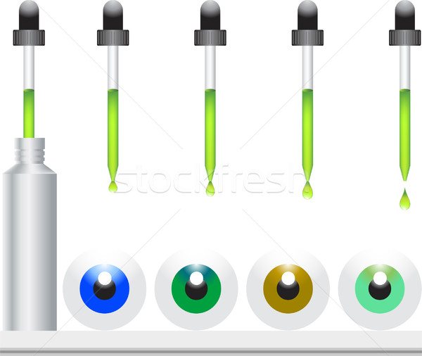 Göz damla ayarlamak gözler yeşil mavi Stok fotoğraf © cteconsulting