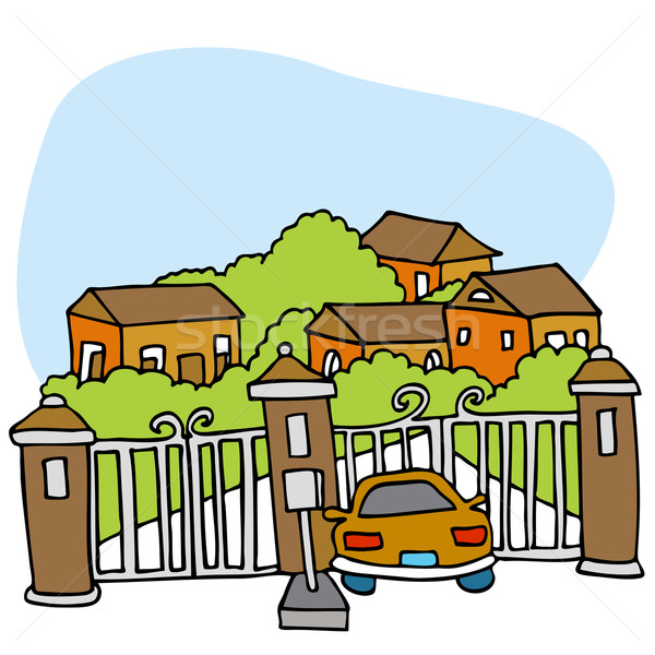 Gemeenschap afbeelding auto poort huis Stockfoto © cteconsulting
