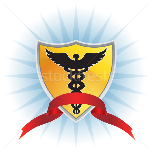 Caduceus Medical Symbol - Shield with Ribbon Stock photo © cteconsulting