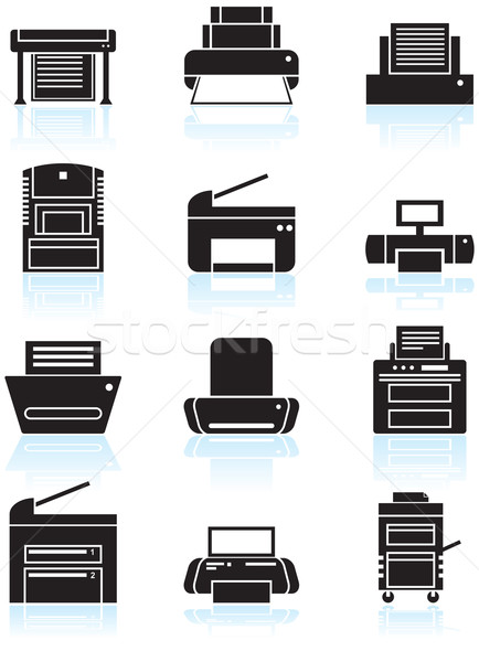 Imprimante icônes ordinateur papier design [[stock_photo]] © cteconsulting