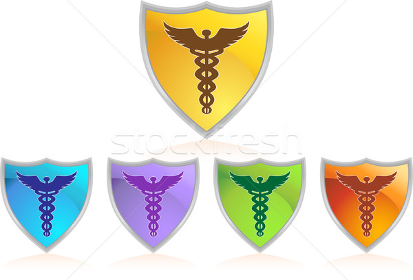 Caduceus Color Chrome Shield Set Stock photo © cteconsulting