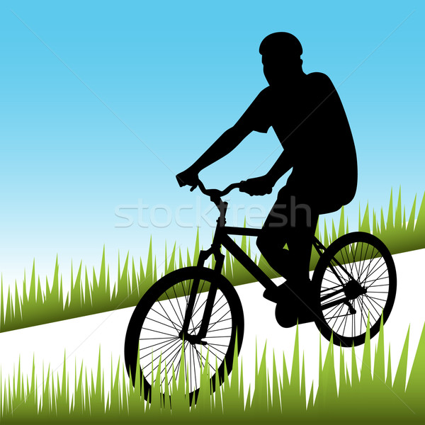 Stock fotó: Férfi · lovaglás · bicikli · kép · fitnessz · háttér