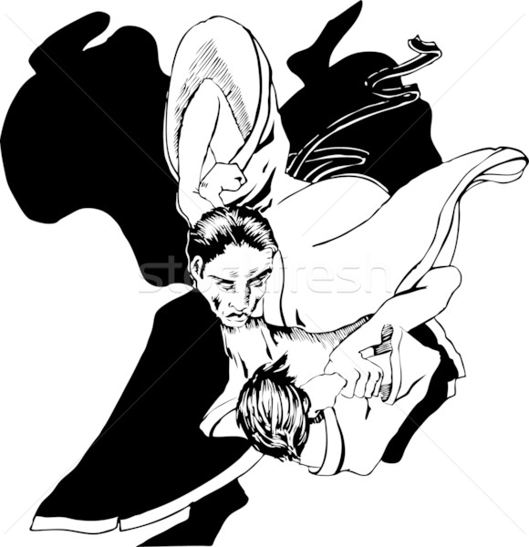 Arte martiale doi barbati muta mână stilou proiect Imagine de stoc © cteconsulting