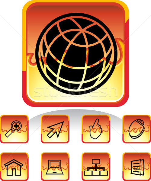 Web-Icons Set Design Maus Warenkorb orange Stock foto © cteconsulting
