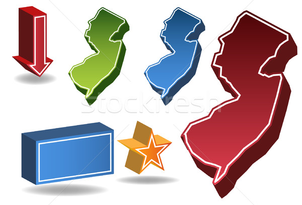 New Jersey 3D zestaw zdjęcia ikona Pokaż Zdjęcia stock © cteconsulting