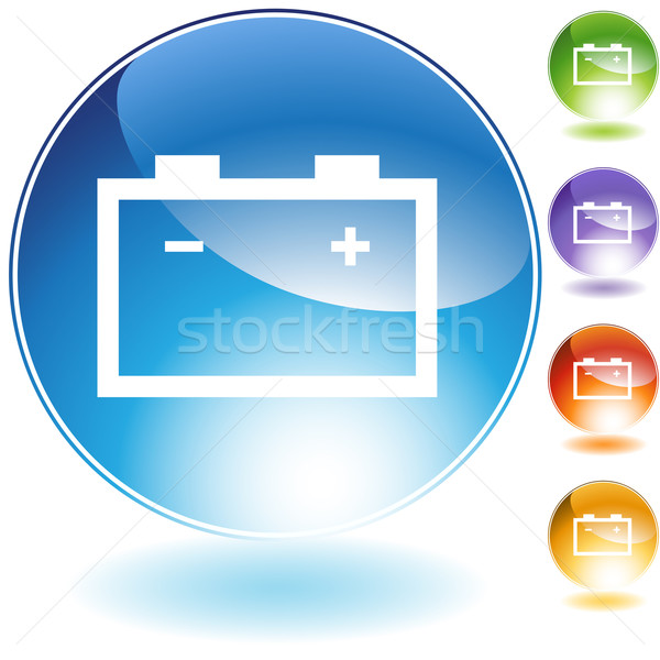 Batterie Kristall Symbol isoliert weiß Glas Stock foto © cteconsulting