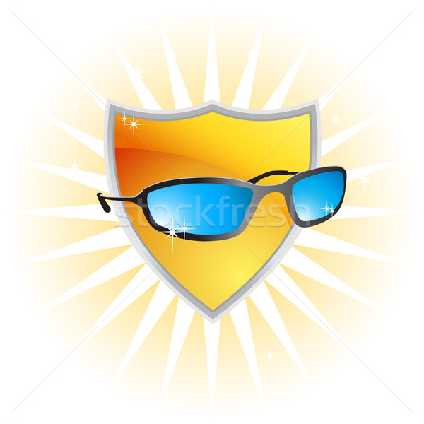 Sztár arany pajzs napszemüveg nyár szemüveg Stock fotó © cteconsulting