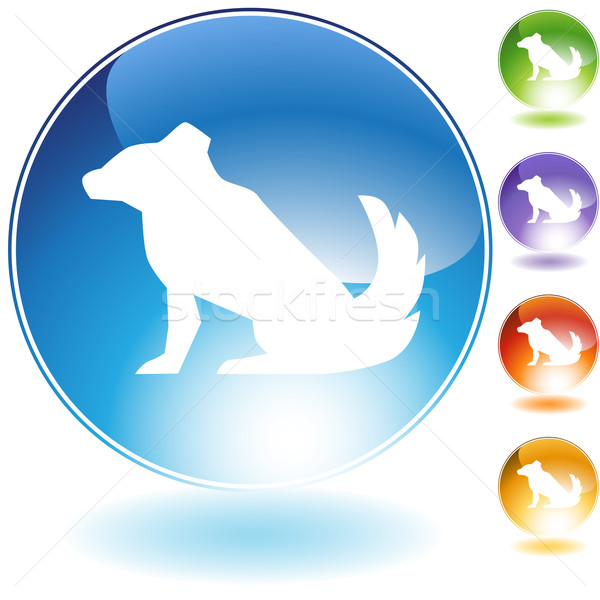 Cão cristal ícone isolado branco assinar Foto stock © cteconsulting