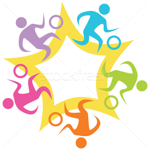Munca în echipă baschet soare efect logo-ul sport Imagine de stoc © cteconsulting