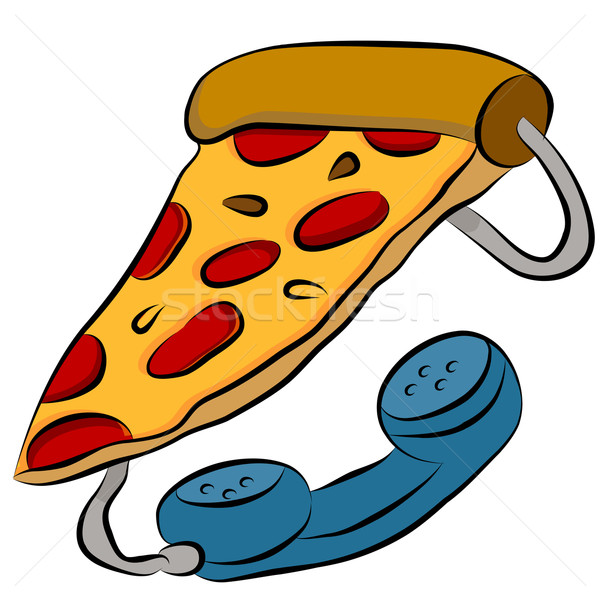 Pizza telefon hotline imagine desen animat alimente Imagine de stoc © cteconsulting
