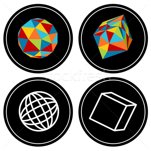 Geometric Polygon Icon Set Stock photo © cteconsulting