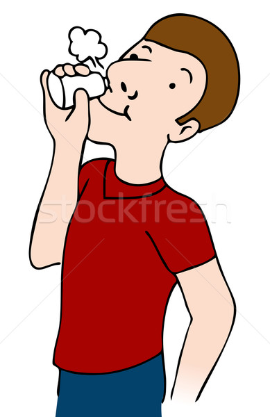 Nosa spray obraz człowiek rysunek graficzne Zdjęcia stock © cteconsulting