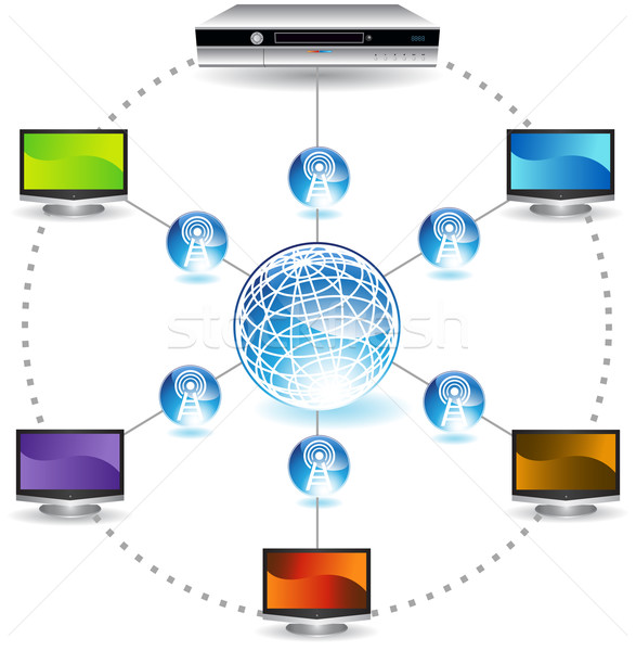 Stock photo: 3D Image of DVR Connecting Networks