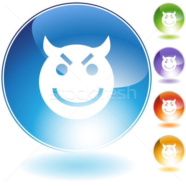 Kwaad grijns emoticon geïsoleerd witte gezicht Stockfoto © cteconsulting