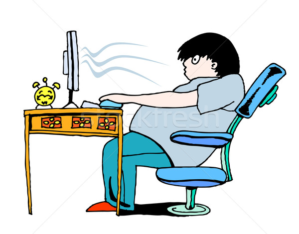 Bilgisayar adam uzak sanat sörf karikatür Stok fotoğraf © cteconsulting