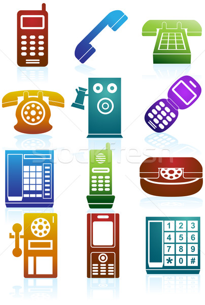 Telefon ikonok kép ikon gyűjtemény művészet digitális Stock fotó © cteconsulting