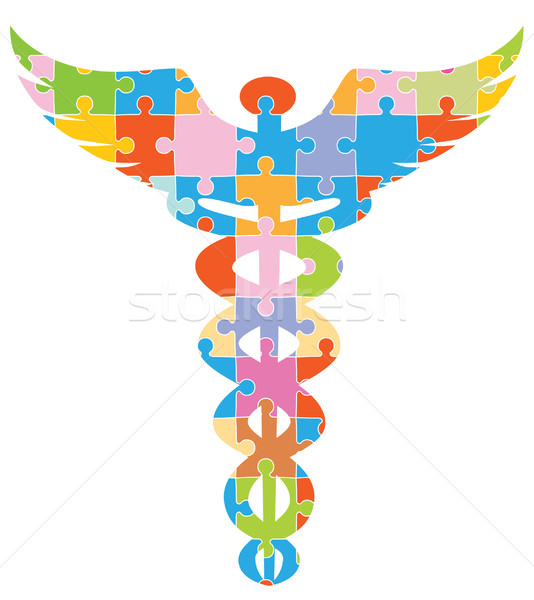 Stock photo: Caduceus Medical Symbol - Puzzle