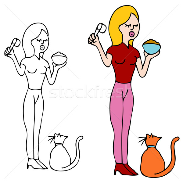 Ernährung Katze Bild Mädchen Tasse Stock foto © cteconsulting