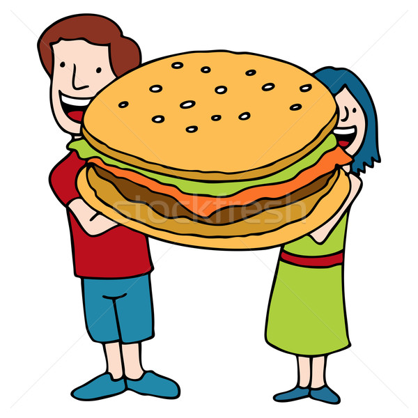 Children Holding A Giant Sized Burger Stock photo © cteconsulting