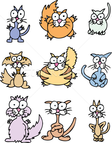 Foto stock: Cartoon · gatos · establecer · diseno · arte · grasa