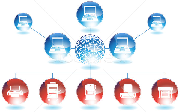Stock foto: Drucker · Netzwerk · Business · Diagramm · Computer