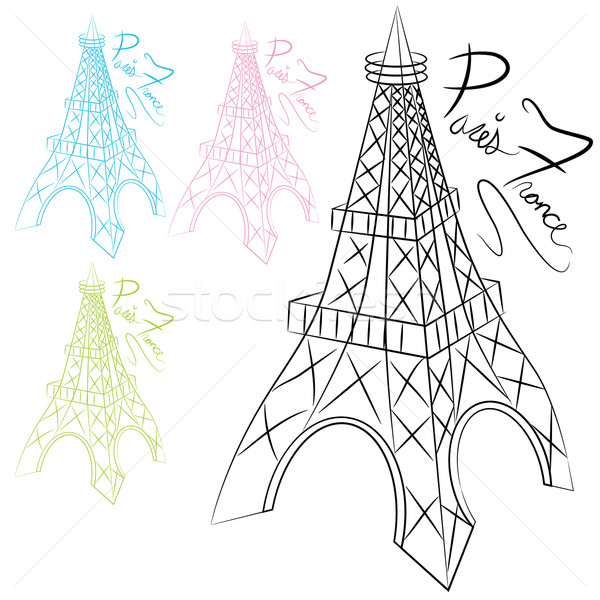 Eiffel-torony szett kép épület fém építészet Stock fotó © cteconsulting