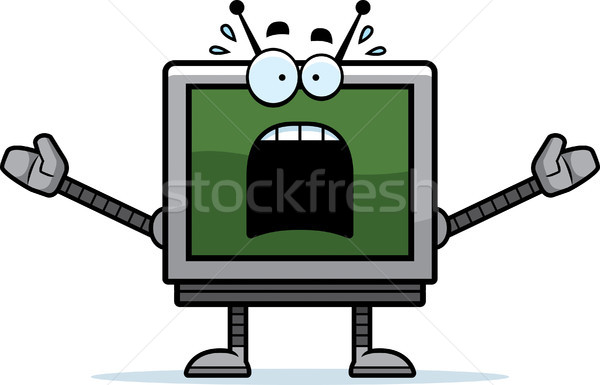страшно Компьютерный монитор Cartoon иллюстрация робота глядя Сток-фото © cthoman