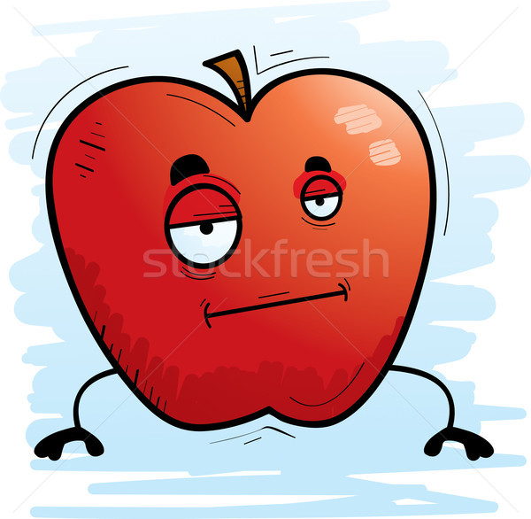[[stock_photo]]: Cartoon · pomme · s'ennuie · illustration · alimentaire · fruits