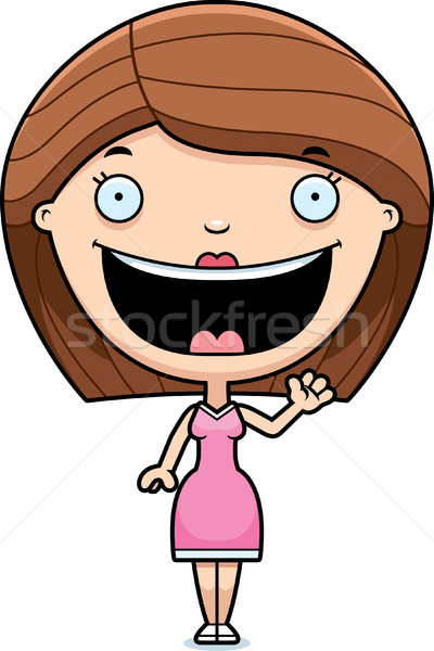 Cartoon женщину иллюстрация счастливым волна Сток-фото © cthoman