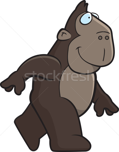 Emberszabású majom sétál boldog rajz mosolyog Stock fotó © cthoman