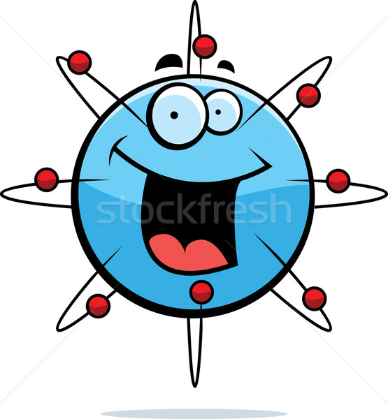 Zdjęcia stock: Atom · uśmiechnięty · cartoon · niebieski · szczęśliwy · twarz