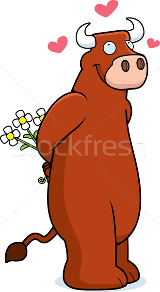 Stier Blumen glücklich Karikatur Bouquet Liebe Stock foto © cthoman