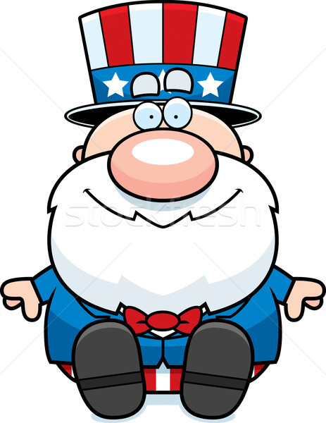 Stock photo: Cartoon Patriot Sitting