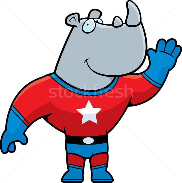 Rinocer superhero fericit desen animat zâmbitor Imagine de stoc © cthoman