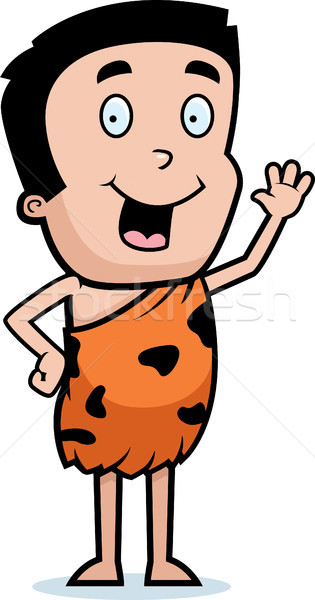 Jaskiniowiec chłopca szczęśliwy cartoon uśmiechnięty Zdjęcia stock © cthoman