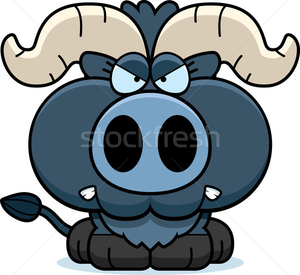 Cartoon Little Blue Ox Angry Stock photo © cthoman
