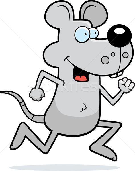 Szczur uruchomiony szczęśliwy cartoon uśmiechnięty Zdjęcia stock © cthoman