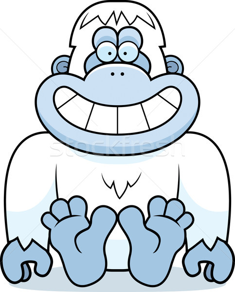 Cartoon séance illustration neige blanche souriant [[stock_photo]] © cthoman